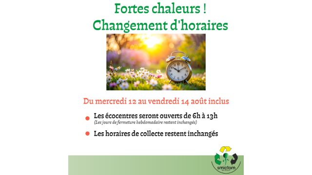 Modification des horaires des écocentres